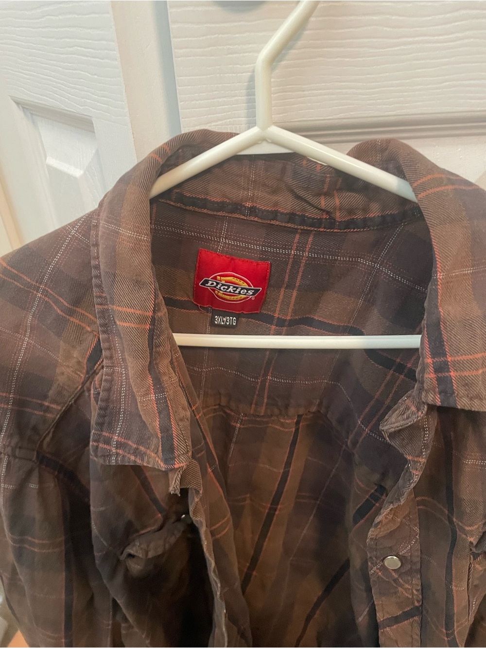 Dickies Brown and Orange Plaid Work Shirt